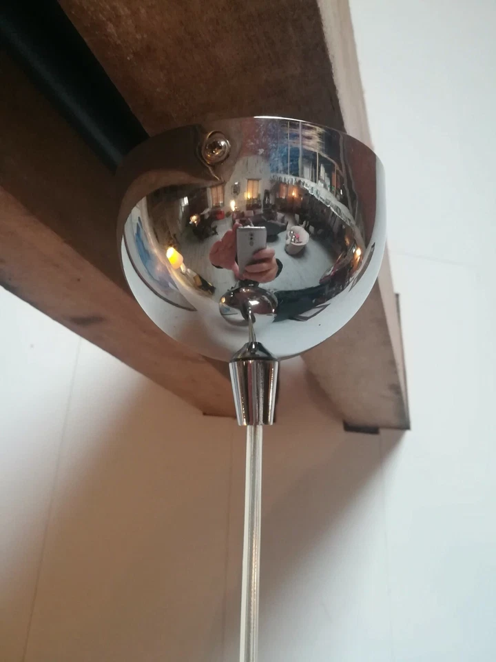 SUSPENSION DE STYLE DESIGN BOULE MÉTAL CHROMÉ XXème - Photo 2/4