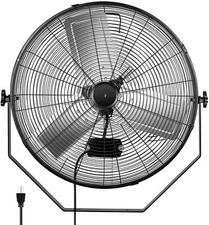 HealSmart 24 Inch Industrial Wall Mount Fan 3 Speed Commercial Ventilation Fan