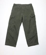Vintage 90s Y2K Streetwear Mens 36x28 Faded Baggy Wide Leg Cargo Pants Green