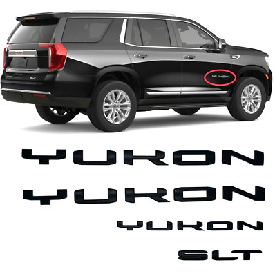 4pcs For 2021-2023 Door Rear Yukon XL SLT Letters Emblems Badge（Golss Black）