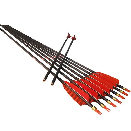 Linkboy Archery 3K Carbon Arrows ID6.2mm 4inch Turkey Feather SP600 32inch 36pcs - 第 1/6 張圖片