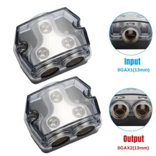 2xPremium Quality Zinc Alloy Distribution Block for Car Audio Systems 1 In 2 Out