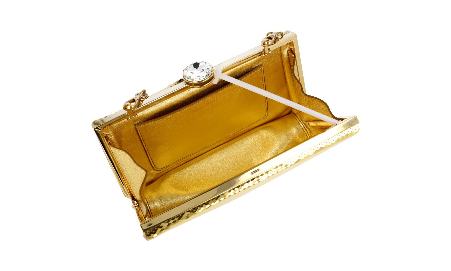 MIU MIU by PRADA Light Frame Sequin Crystal Evening Bag 5BK005 Gold NEW image 9