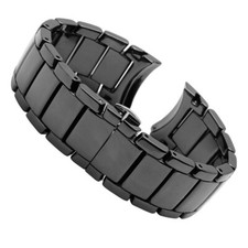 24mm Bracelet For Emporio Armani AR1451 Watch Black Ceramic Strap Band Clasp