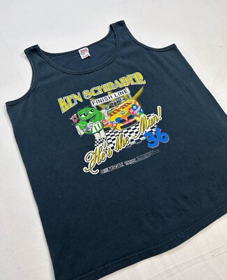 Vintage Womens Y2K Green M&M Nascar Tank Top Sz XL Ken Schrader #36 Racing Promo