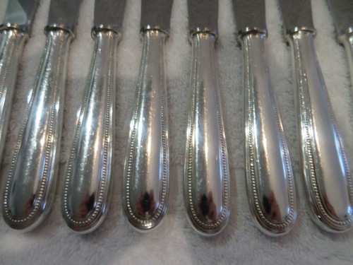 Vintage silver-plated 10 dinner knives Christofle perles pearls 24,6cm - Picture 9 of 12