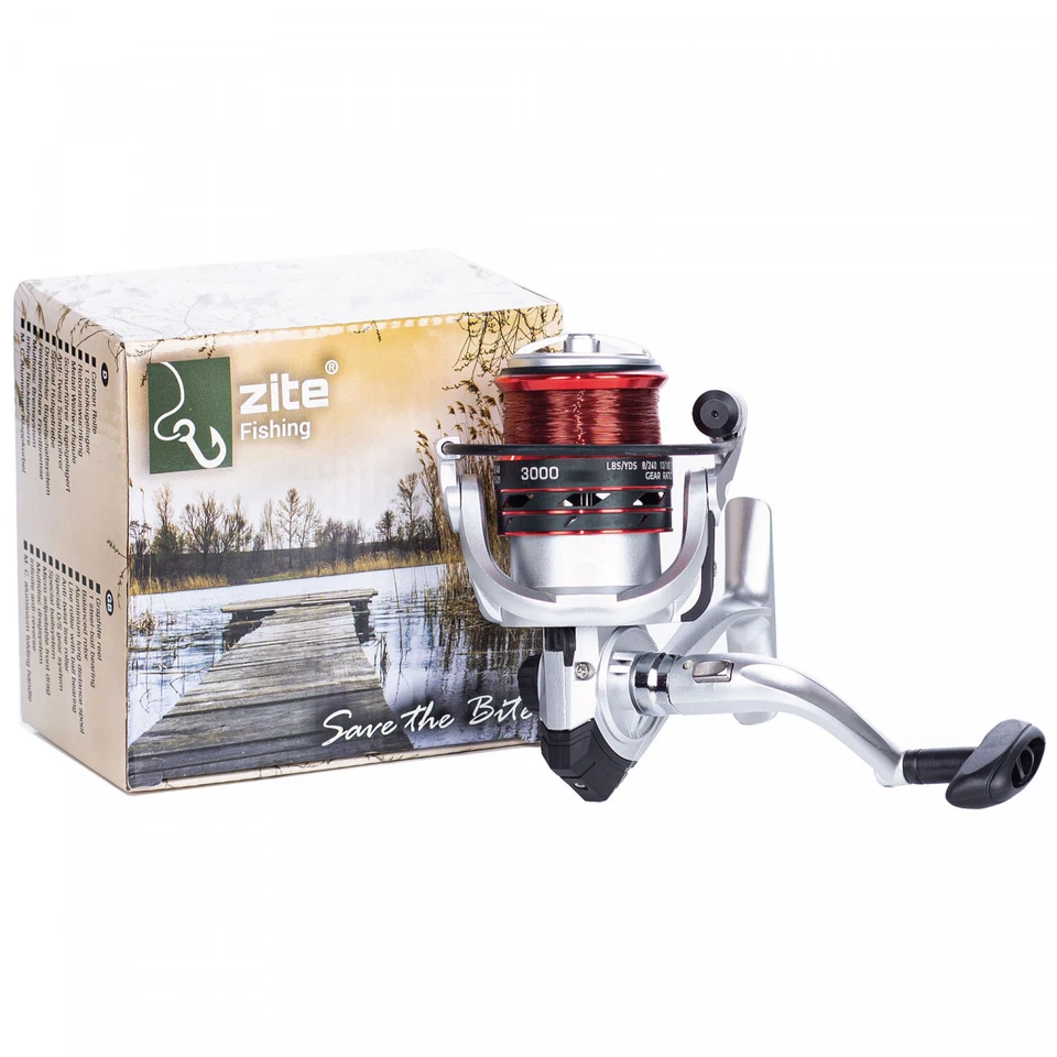 Angelrolle Bespult Karpfenrolle mit Schnur 2 Aluspulen Spinnrolle Zite Fishing