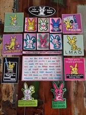 Jim Benton Happy Bunny Make A Phrase 65 Pc Magnet Set & 9 FREE Stickers