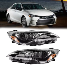 Fits 2015-2017 Toyota Camry Black Projector Headlights Lamps Left+Right 15 16 17