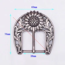 Western Cowboy Sun Flower Single Prong Wide Pin Belt Buckle Replacement fit 38mm