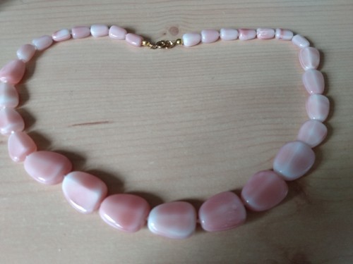 VINTAGE 1930s PINK GLASS KNOTTED NECKLACE - Picture 9 of 15