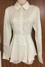 STELLA MCCARTNEY Ivory Silk Pinstripe Peplum Shirt - UK 8/IT 38
