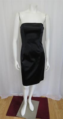 Moschino Cheap and Chic Black Satin strapless LBD Italian size 44, US S/M