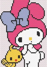 My Melody hello kitty sanrio Cross stitch craft kit DMC thread Hoop pixel art