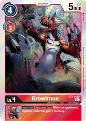Growlmon ST7-05 Rare Red Digimon Card Game