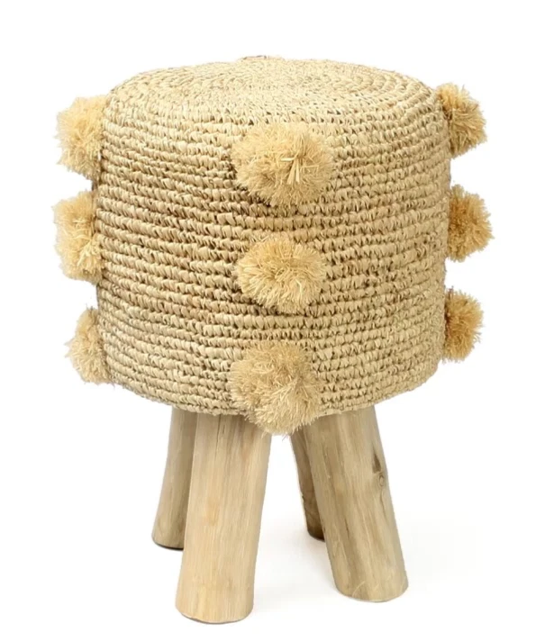Jute Hocker Holz Natur Raffia UVP179€