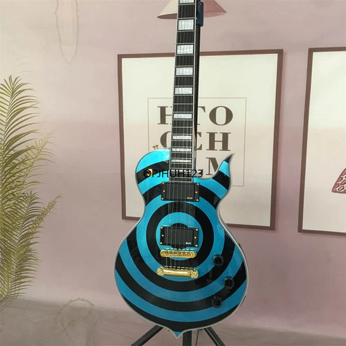 Electric Guitar Metallic Blue&Black Zakk Wylde 2H Pickup Bullseye Solid 6-String