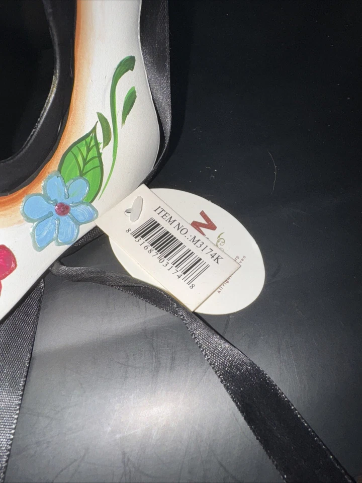 Day of the Dead Full Face White Skull Halloween Masquerade Mask with Heart - Image 4 of 4