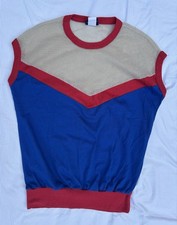 Vintage Club Hampton 80s Mesh Knit Sleeveless Tank SM L Kids Striped Retro USA