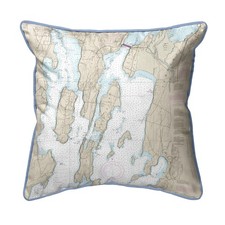 North Hero Island Map Pillow 18x18   Large Corded Decor