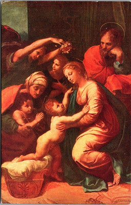 Painting The Saint Family Raffanio Santi Raphael Sanzio  Postcard
