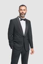 **BRAND NEW** CAVANI Aspen Black Tux Shawl Lapel 2 Piece Suit Slim Fit RRP £277