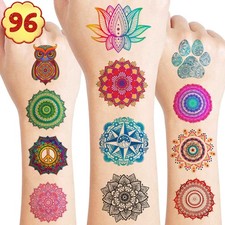 96PCS Pre-Cut Mandala Temporary Tattoos - Indian Decorations Themed