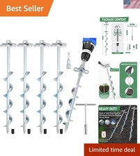 Ground Anchors Screw in   4 Pack Spiral Tent Stakes heavy duty with Drill Soc...