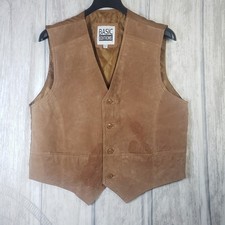 Vintage Basic Editions Y2K Brown Leather Suede Retro Western Vest Men L