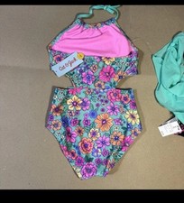 Cat  Jack Girls' Swimsuit Set Mod M 8 Garden Floral Printed One Piece NWT