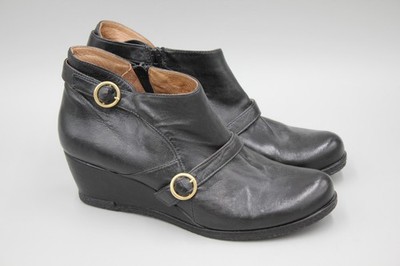 Eric Michael Web Shoemakers Gray/Blue Side Zip Booties Boots Buckles Leather 39