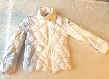 POSTCARD Luxury Ski Jacket Womens 8 White 100% Down Made in Italy Rhinestone  