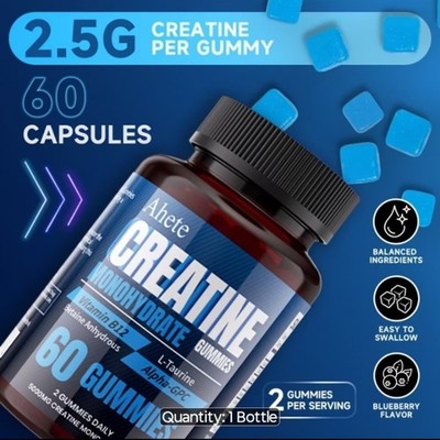 Creatine Monohydrate GUMMIES   Flavor 1  Sugar Free 1 Month Supply for Pump  