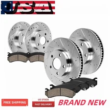 11.10" Front and 10.24" Rear Drilled Rotors Brake Pads for Honda Civic Acura ILX