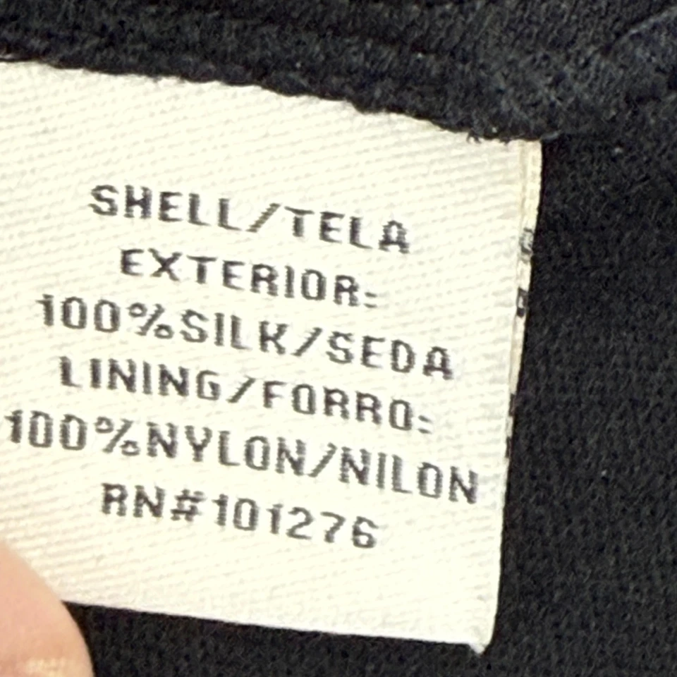 Blusa ECI para mujer XS negra blanca seda volantes cuello redondo estampado circular forrada Foto 4 de 4