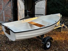 10 feet GRP clinker design rowing boat,dinghy,tender and customised road trailer