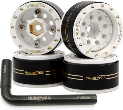 HOBBYSOUL Adjustable Offset 1.0 Beadlock Wheels Brass Rims Negative Offset 44G/R