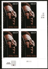 SC# 3936 - 37¢ 2005 Arthur Ashe Mint NH Plate Block of 4