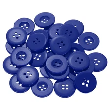 30pcs 32L Sewing Buttons 4/5" Resin Round Flat 4-Hole Craft Buttons, Blue