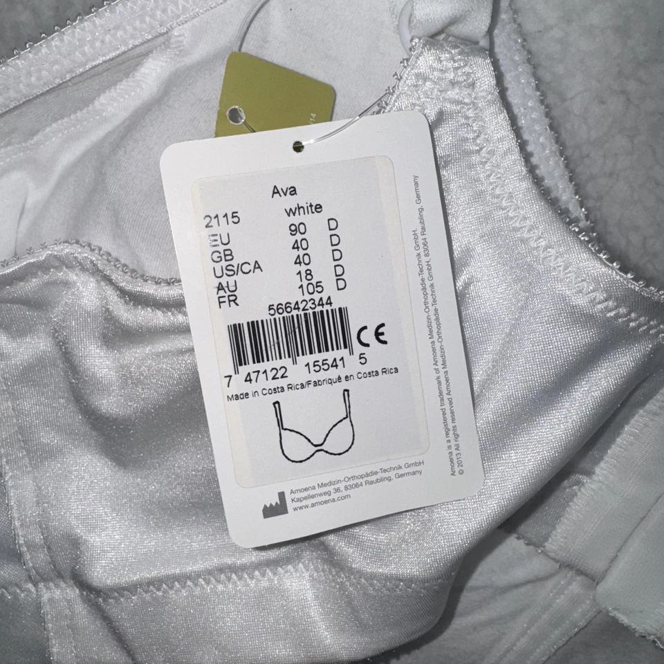 Sujetador Amoena Ava para mujer 40D sin cables cobertura completa bolsillo protésico nuevo Foto 3 de 4