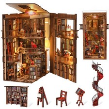 Book Nook Kit, DIY Miniature Dollhouse Booknook Kit, 3D Wooden Puzzle Bookend...