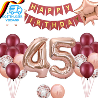 Luftballons 45 Geburtstag Frauen Deko, Geburtstagsdeko 45 Jahre Frau Ballon, 45.