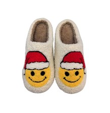Plush Christmas smiley face memory foam slippers