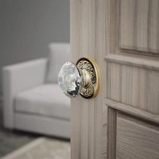 Pair of Victorian Rosette Cast Antique Brass Door Hardware Renovators Supply