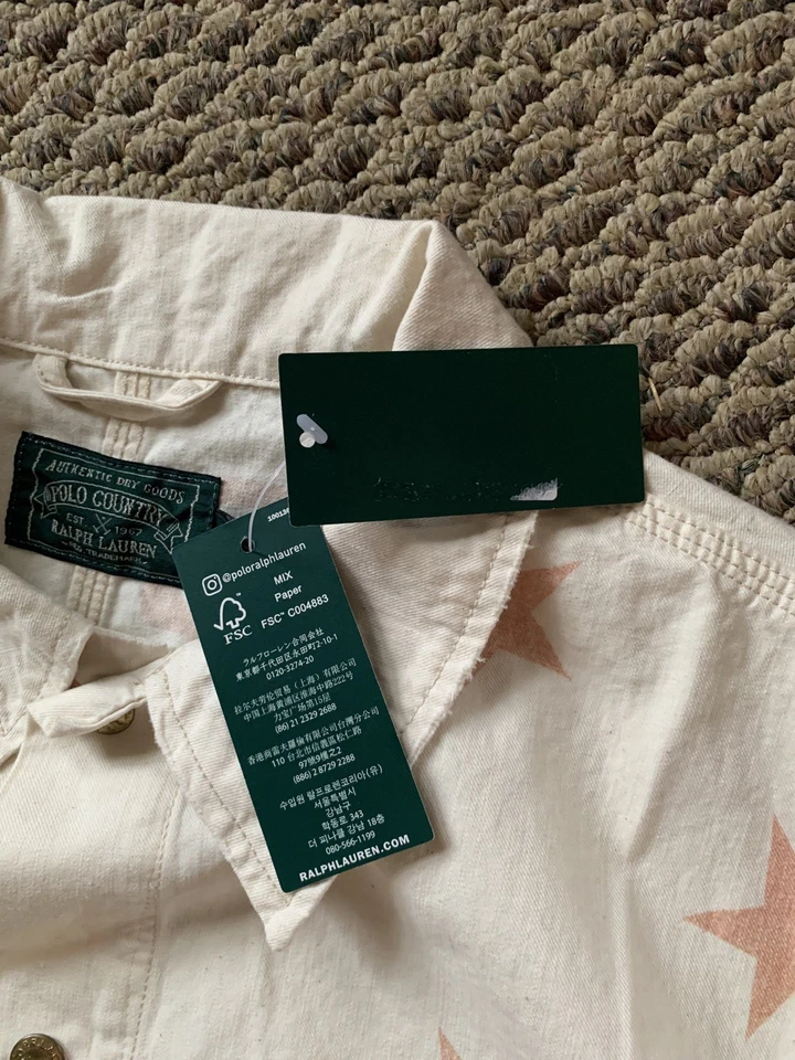 Новый с Ярлыками Polo Country Ralph Lauren джинсовой ткани графический художник куртка размер большой - Изображение 3 из 4