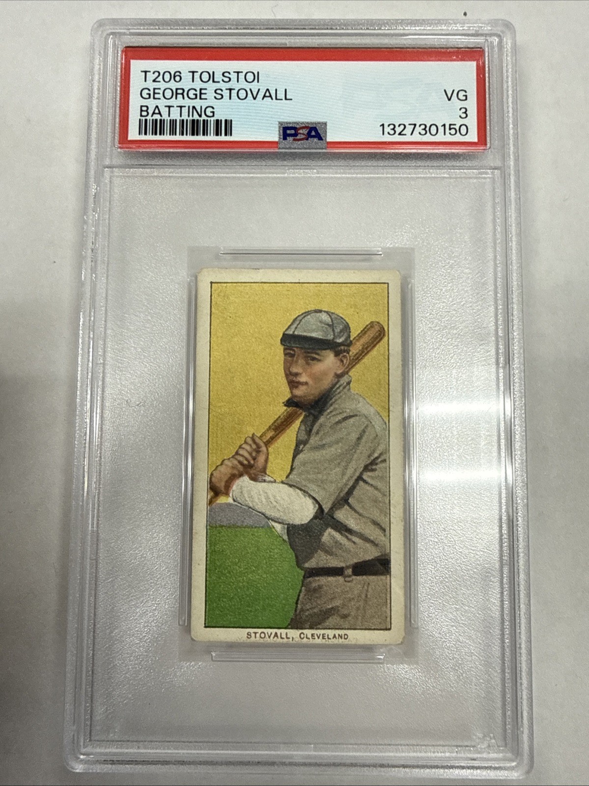 1909-11 T206 Tolstoi George Stovall Batting PSA 3 Cleveland Naps