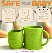 Open Cup Set for Baby  2 Handled Open Tiny Cups for Toddlers feeding dishes