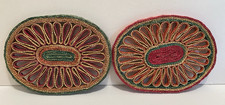 Lote De Colección De 2 Pajas De Mimbre Paja Trivet Almohadillas Tejidas Ratán Porta Ollas