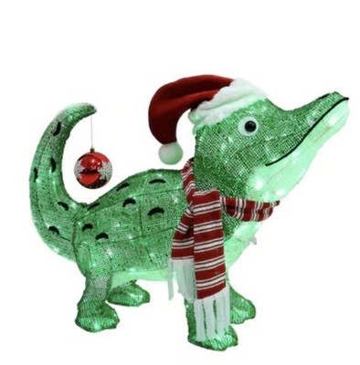Christmas Crocodile Light Up Yard Decoration 22 in