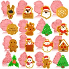 Hoolerry 16 Pcs Christmas Cookie Cutters with Plunger Stamps Set 3D Snowflake...